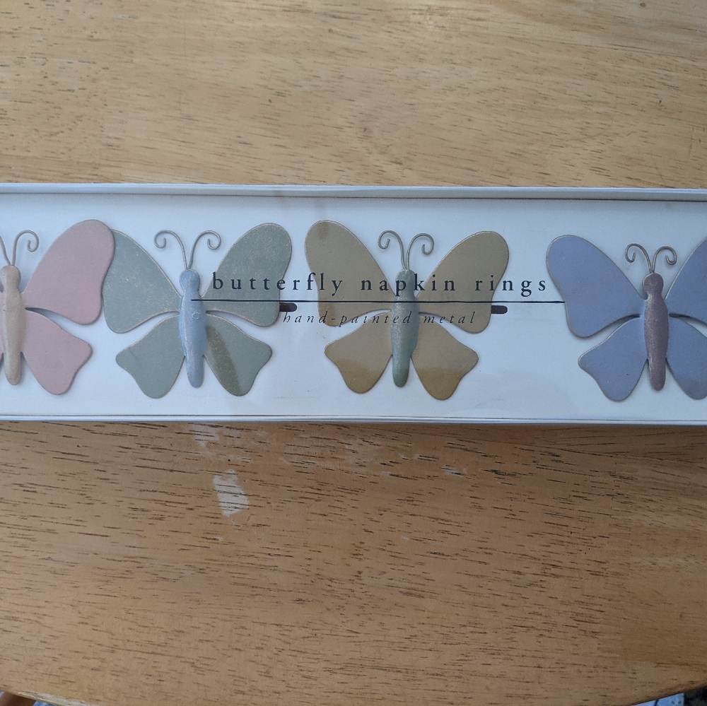 Hand painted Pastel Butterfly Napkin Rings